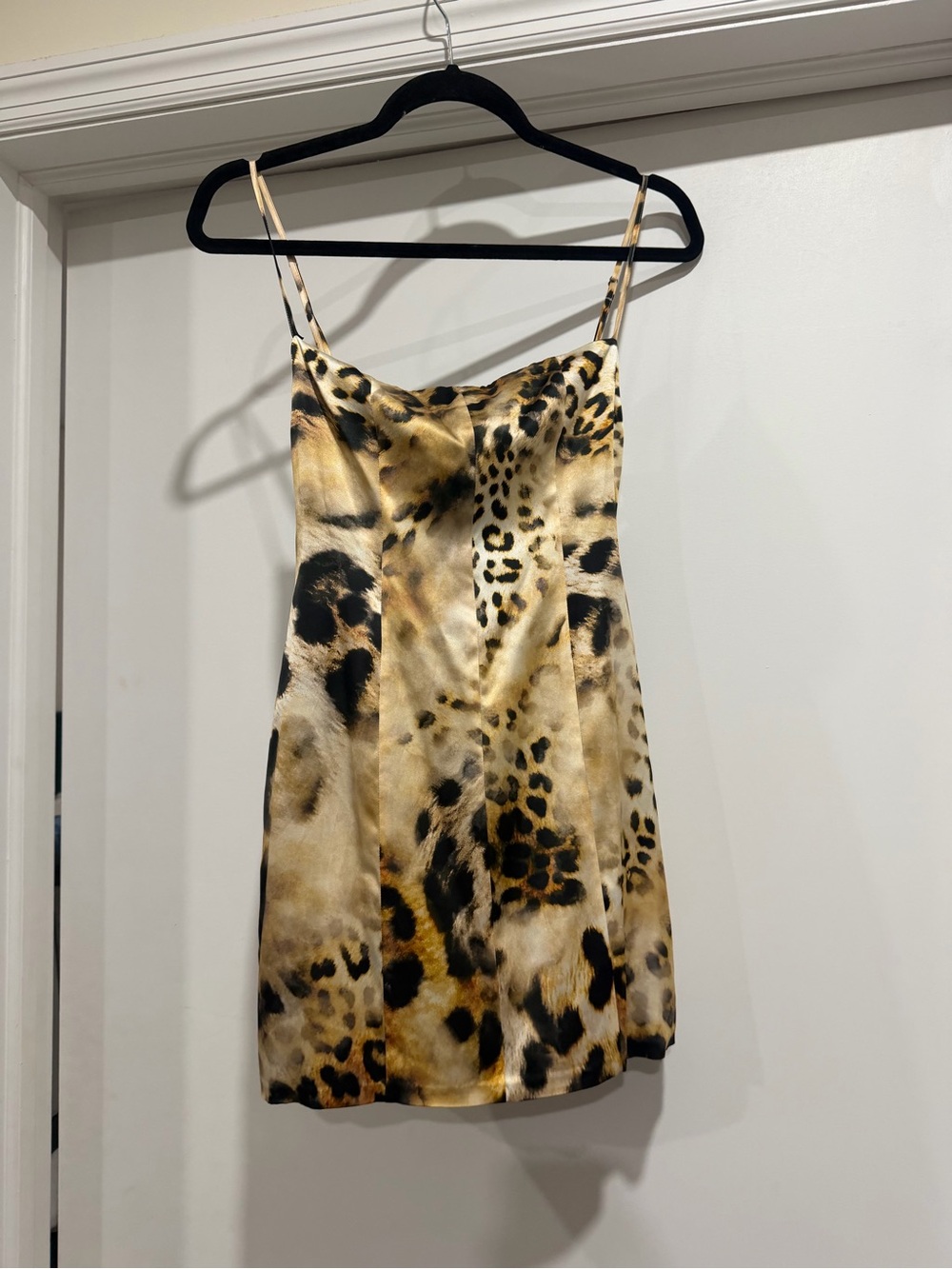 Retrofete Leopard Print Mini Dress in Tan, Black
